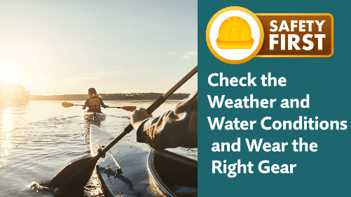 Check the weather and water conditions and wear the right gear